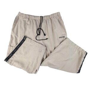 Savage X Fenty Womens 2X Khaki Tan Wide Leg Cargo Pants Logo Tape Drawstring